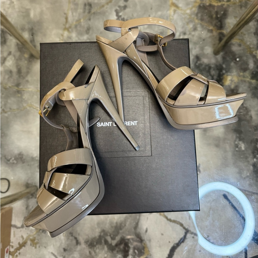 Yves Saint Laurent (FOG) Patent Tribute Platform Sandals 105mm Size 40.5 - Picture 5 of 7